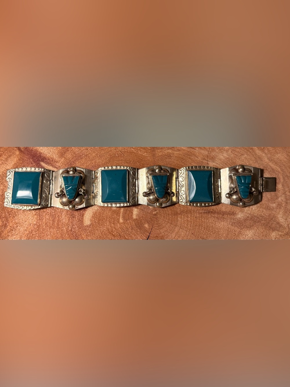 Vintage Nickel Silver Mexico Stamped Statement Bracelet